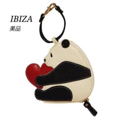 美品】IBIZA パンダ コインケース レザー ハート ストラップ付き