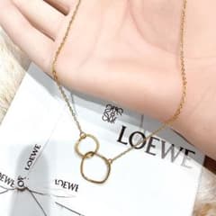 リングネックレス ゴールド ダブルリングデザイン ステンレス製