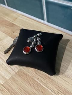 018 本革 真鍮 スクエア型コインケース キーホルダー ブラック 牛革 HTC