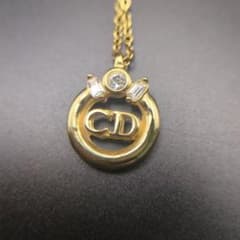 美品 Christian Dior ロゴ ラインストーン ネックレス - メルカリ