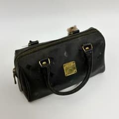 美品✨MCM ミニボストンバッグ 2way ロゴ金具 ブラック ヴィセトス柄 MCM ミニボストンバッグ ブラック ゴールド金具 ハンドバッグ