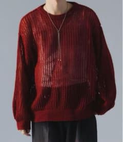 即完品　epnok モヘアライクメッシュルーズニット　Lサイズ　レッド
