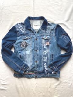 Desigual パッチワーク　トラッカー　ジャケット　インディゴ　XXL 美品 Desigual パッチワーク トラッカー ジャケット インディゴ XXL 美品