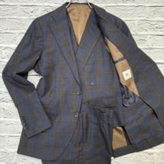 美品✨スーツセレクト 高級生地マルゾット 3ピース チェック スーツ