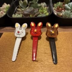 当時物　昭和レトロ BAC ヘアアクセサリー まとめ売り 他　デッドストック　③ 昭和レトロ】うさぎモチーフビンテージヘアクリップ 3個セット デッド
