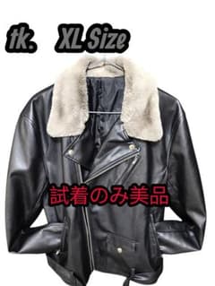 美品　tk. ダブルライダース　フェイクレザージャケット　ブラック　ＸＬのサムネイル
