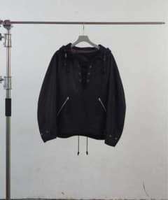 NVRFRGT LACE UP HOODED SMOCK JACKET 黒のサムネイル