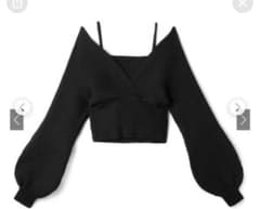 GRL バックリボンカシュクールニットトップス ブラックのサムネイル