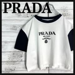 【美品・IC確認済み】プラダ　クロップド丈 リンガーtシャツ　半袖　バイカラー 美品・IC確認済み】プラダ クロップド丈 リンガーtシャツ 半袖 バイ