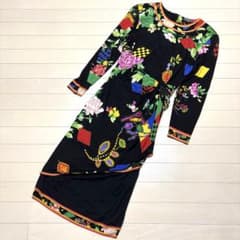 LEONARD レオナール ワンピース 花柄 総柄 黒 - メルカリ