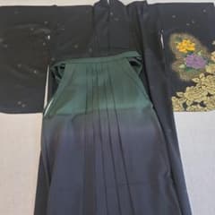 黒 花柄刺繍 袴 着物のみ - メルカリ