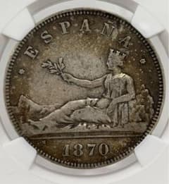 1870年スペイン臨時政府5ペセタ大型銀貨 NGC認証 - メルカリ
