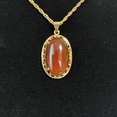 オレンジ天然石オーバルペンダントトップ18k - メルカリ