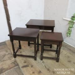 イギリス アンティーク 家具 ネストテーブル サイドテーブル 3台組 6395d イギリス アンティーク 家具 ネストテーブル サイドテーブル 3台組