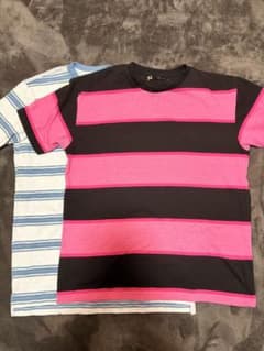 ボーダーTシャツ2枚　ピンクと黒　水色と青のサムネイル