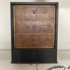 Vintage wooden 4-drawer cabinet, Showa era retro antique.