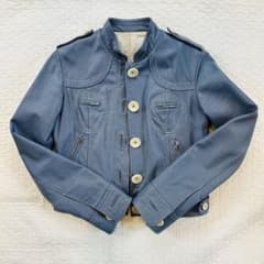 極美品☺︎』ロイスクレヨン くすみブルーラムレザージャケット 希少品