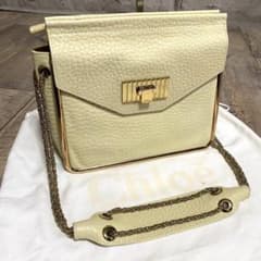 本物☆クロエ レザー チェーンショルダーバッグ サリー ベージュ ワン 