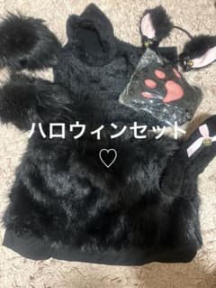猫耳付き 黒ファー コスプレ衣装セットのサムネイル