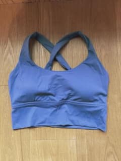 [Yoga Wear Bra Top] M Cross Back Blue Purple with Cups