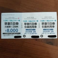 六日町八海山スキー場 早割1日券×2枚分のサムネイル