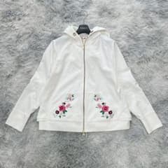 美品 ローズティアラ パーカー 刺繍 花柄 ホワイト 大きいサイズ 42 XL
