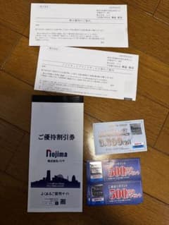 ノジマ株主優待ご来店ポイント券2000円分＋10%割引10枚＋ネットプリント券のサムネイル