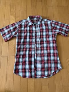 古着チェック柄 アメリカン半袖シャツ レッド Lサイズのサムネイル