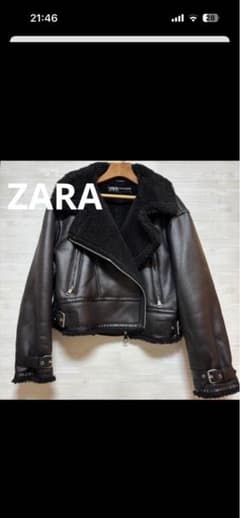 最終値下げ価格　【未使用級】　ZARA フェイクレザー ボア　ジャケットのサムネイル