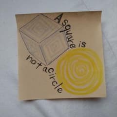 手描きイラスト A square is not a circle 付箋紙のサムネイル