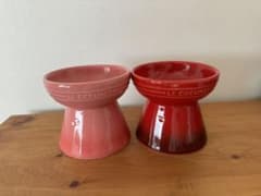 LE CREUSET ハイスタンドペットボウル 2個セットピンク＆レッドのサムネイル
