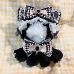 ⑤おすわりぬい服 千鳥柄 ブラック ピンク ねこ 10〜12cm - メルカリ