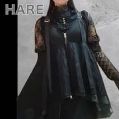 HARE レースキャミビスチェ ブラック イレヘム 変形 ダブルジップ 異素材 HARE レースキャミビスチェ ブラック イレヘム 変形 ダブルジップ 異