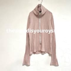 ザワールドイズユアオイスター　リブニットジップカーディガン　ピンク　L