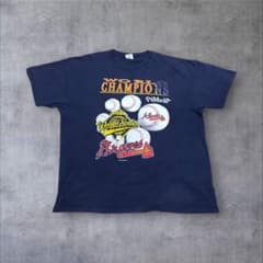 【USA製】90sMLBアトランタブレーブス1995チャンピオンTシャツXXL紺