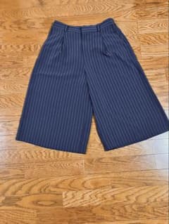 UNIQLO ストライプ ガウチョパンツ ネイビー
