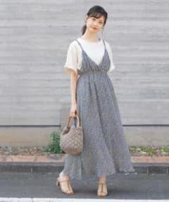 Yさま専用♡美品crisp♡フラワープリーツキャミワンピース blueのサムネイル