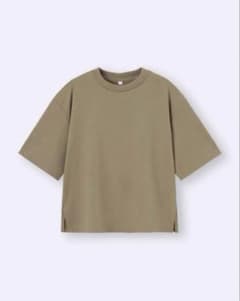 GU ジーユー ドライワイドT ベージュ ブラウン 5分袖Tシャツのサムネイル