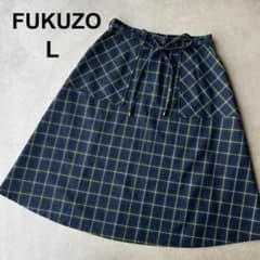 【FUKUZO】フクゾー　L　巻きスカート　ラップスカート　グリーン　チェック FUKUZO】フクゾー L 巻きスカート ラップスカート グリーン チェック