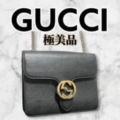 정규품・ 상태매우좋음 GUCCI 인터로킹 G 체인 숄더백 블랙