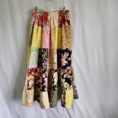 花柄 パッチワーク リメイク ボリューム ティアードスカート ハンドメイドのサムネイル