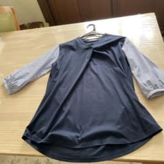SIMPLE LIFE ネイビー・ストライプ 五分袖トップスのサムネイル