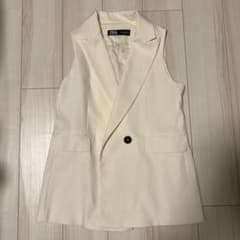 ZARA ロング ベスト ホワイト ジレ Mサイズのサムネイル