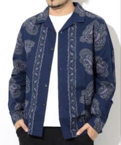Stussy　長袖シャツ　ペイズリー柄　総柄　開襟シャツ　M　ステューシーのサムネイル