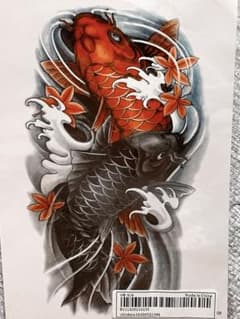 タトゥーシール 鯉 紅葉 和彫 刺青シールのサムネイル