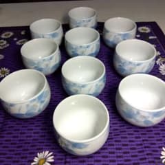 Thumbnail of 新品昭和レトロ青い花柄 湯飲み 10個セット