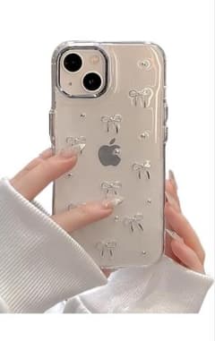 iPhone16プロケース クリア リボン ラメ入りのサムネイル
