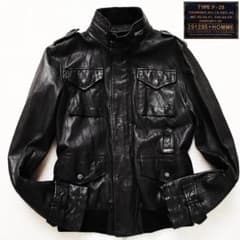 本革✨291295=HOMME M-65レザージャケット 銀ボタン ダブルジップ 本革✨291295=HOMME M-65レザージャケット 銀ボタン ダブルジップ