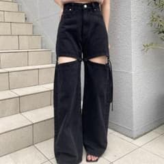サイドベルトスリットデニムパンツのサムネイル