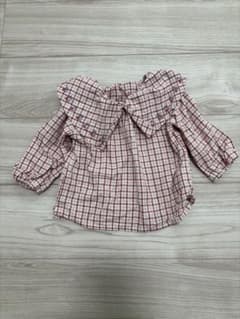 さくらんぼ刺繍 ビッグカラー チェック柄 ブラウスのサムネイル